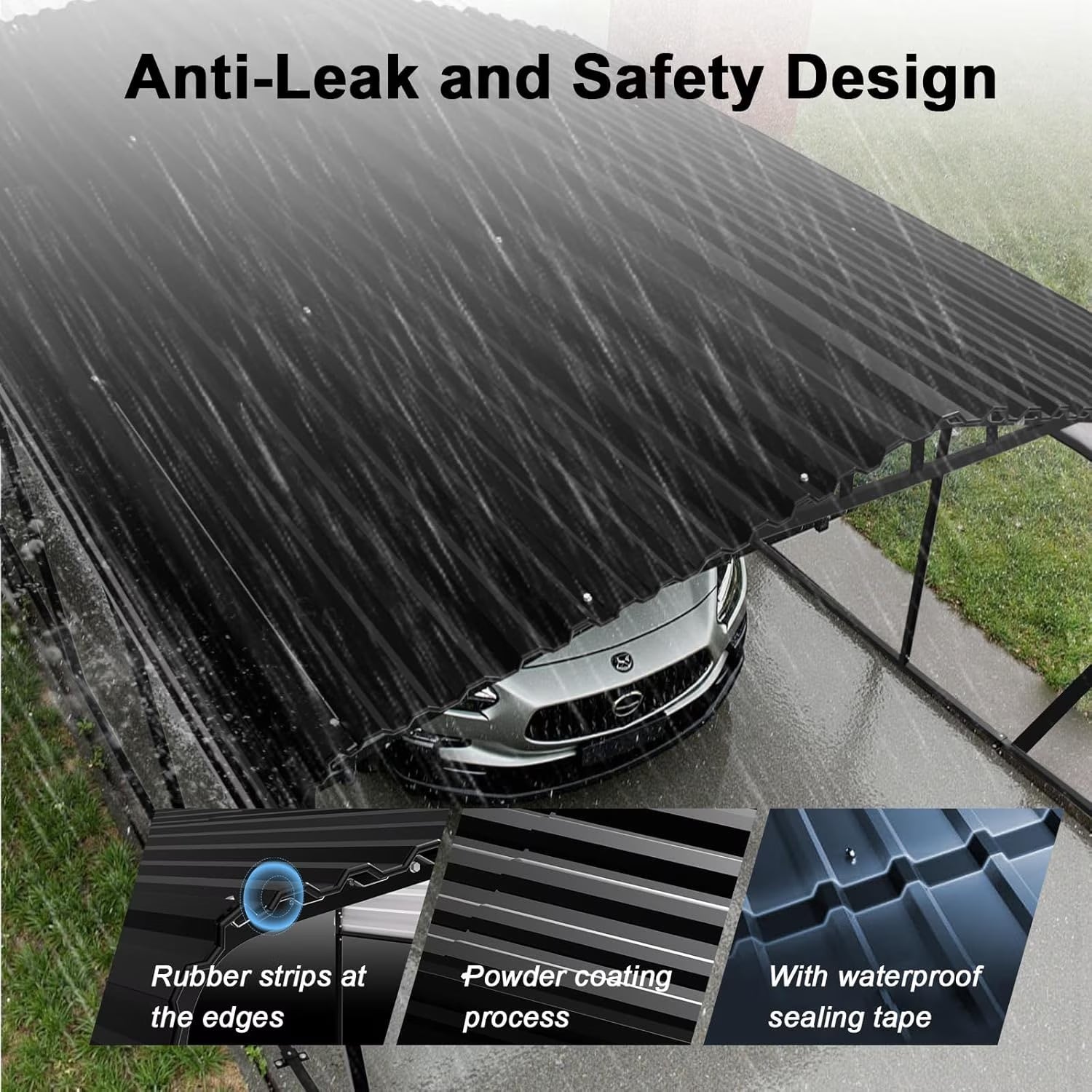 20X20Ft Heavy-Duty Metal Carport, Outdoor Car Port Canopy with Reinforced Iron Frame, All-Weather Shelter for Cars, Trucks & Boats, Easy Assembly
