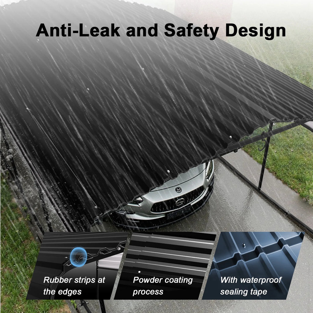 12X20Ft Heavy-Duty Metal Carport, Outdoor Car Port Canopy with Reinforced Iron Frame, All-Weather Shelter for Cars, Trucks & Boats, Easy Assembly