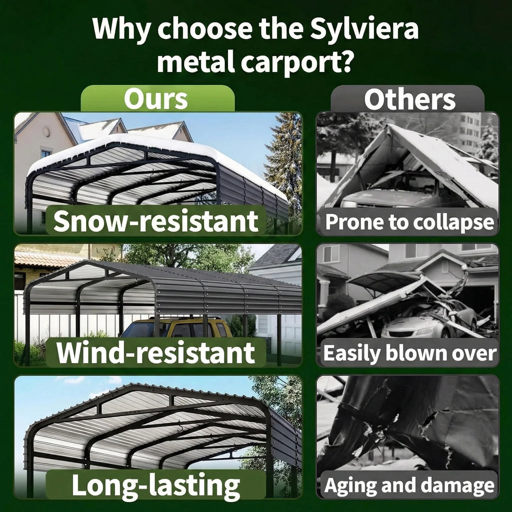 12X20Ft Heavy-Duty Metal Carport, Outdoor Car Port Canopy with Reinforced Iron Frame, All-Weather Shelter for Cars, Trucks & Boats, Easy Assembly